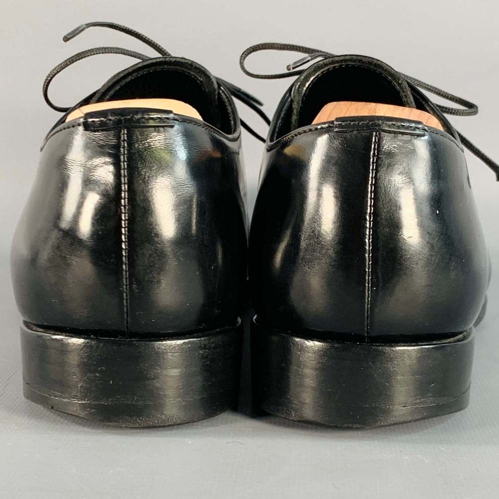 PRADA Black Perforated Leather Derby Lace-Up Shoes - Picture 3 of 10